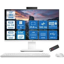 Asus V440VAK Intel Core İ5-13420H 64GB Ddr5 256GB SSD 23.8" Fhd 100HZ 250NITS WIN11HOMEBEYAZ Allınone Bilgisayar BSI58512W0DH26+ZETTAUSBBELLEK