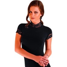 Berrak Kadın Dantelli Kısa Kollu Elastan Bluz 2144