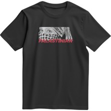 Kısa Kollu Filistin Yaşlı Kadının Gözleri Altı Falastınıan Dijital Baskılı Unisex S - 2xl T300024