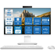Asus V440VAK Intel Core İ7-13620H 24GB Ddr5 1tb SSD 23.8" Fhd 100HZ 250NITS WIN11PROBEYAZ Allınone Bilgisayar BI716512W0DP08+ZETTAUSBBELLEK