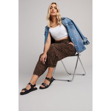 Büyük Beden Beli ve Paçası Lastikli Cepli Soyut Desenli Pantolon 145294