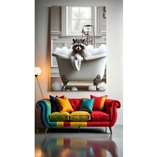 Özkacar Group Komik Wc Tuvalet Rakun Ev Duvar Salon Güzellik Salonu Ofis Dükkan Dekarasyon Kanvas Tablo