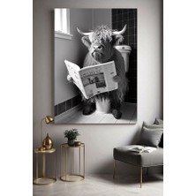 Özkacar Group Komik Wc Tuvalet Öküz Ev Duvar Salon Güzellik Salonu Ofis Dükkan Dekarasyon Kanvas Tablo