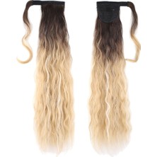 Al-Kar Ticaret Bağlamalı Kabarık Dalgalı At Kuyruğu / Kahve / Bal Köpüğü Ombre Ve Platin Işıltılı