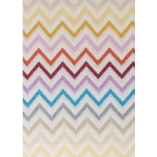 Missoni Italyan Yapımı Renkli Yün Karışımı Atkı,zikzak Desenli ve Saçaklı