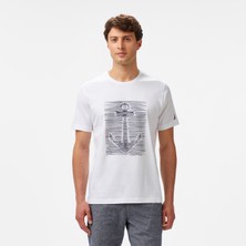 Nautica Erkek Beyaz Regular Fit Baskılı T-Shirt