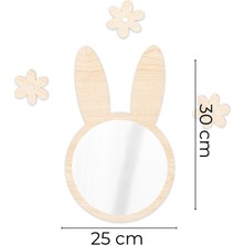Ahşap Pleksi Ayna Tavşan Duvar Dekoru – 30X25 cm Çocuk Bebek Odası Dekoratif Aksesuar