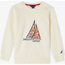 Nautica Erkek Çocuk Ekru Regular Fit Baskılı Sweatshirt