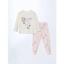Lc Waikiki Yeni Sezon Bisiklet Yaka Snoopy Baskili Kiz Cocuk Pijama Takimi - S54416Z1
