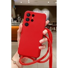 Coverzone Vivo Y29 4g ile Uyumlu Ipli Boyun Askılı Silikon Kılıf Kadife Iç Yapılı Dulcet Epiphany Boyun Çapraz Asılabilen Ipli Kılıf Kırmızı