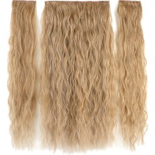 Al-Kar Ticaret Fiber Sentetik Kabarık Dalgalı Yarım Ay + 2 Yan Çıt Çıt / Karamel Platin Röfleli