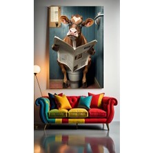 Özkacar Group Wc Tuvalet Banyo Komik Inek Ev Duvar Salon Güzellik Salonu Ofis Dükkan Dekarasyon Kanvas Tablo