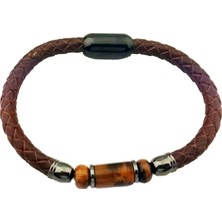 Pigado 316L Paslanmaz Çelik Doğaltaşlı Deri Erkek Bileklik