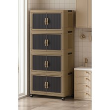 4'lü Portatif Organizer Tekerlekli Dolap Çok Amaçlı Mıknatıs Kapaklı Katlanır Istiflenebilir