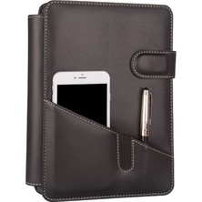 2K 2026 YENİ YIL Günlük Çizgili Ajanda Telefon Kılıflı Kapak 4 Halkalı Organizer İç Ajanda Ölçüsü 15x21 cm Siyah