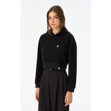 WWF Market Panda Supersoft Crop Hoodie - Siyah