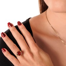 Atelier Leo Handmade Jewellery Mistik Işıltı Bordo Bakır El Yapımı Zirkon Taşlı Kararma Yapmaz Kadın Yüzük Kutulu