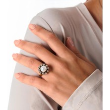 Atelier Leo Handmade Jewellery Inci Göbeği Bakır El Yapımı Kristal Taşlı Kararma Yapmaz Kadın Yüzük Kutulu