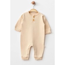 Yaka Düğmeli Organik Tulum Ekru