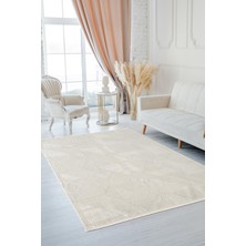 Quatro QU014A Beyaz Halı Modern Desen Pamuk Taban Salon Halısı Yatak Odası Mutfak Koridor