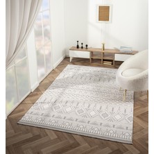 Feel FL007A Krem Halı Etnik Desen Akrilik Tozu Az Pamuk Taban Salon Halısı Yatak Odası Koridor