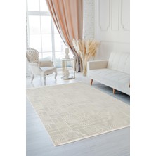 Quatro QU016A Beyaz Halı Modern Desen Pamuk Taban Salon Halısı Yatak Odası Mutfak Koridor