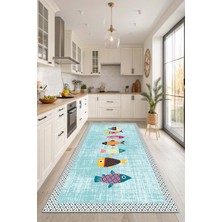 West Home Dijital Baskılı Yıkanabilir Kaymaz Taban Mutfak Halısı