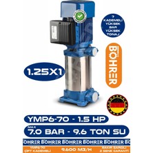 Alman Ymp6-70 Yatay Milli 1.5 Hp 7 Bar 9.6 Ton Su - Kademeli Su Pompası - Bakır Sargılı - Su Motoru Profesyonel Çözüm