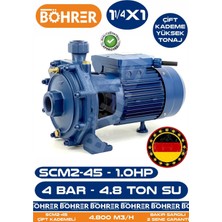 Alman Scm2-45 Çift Kademeli 1.0 Hp 4 Bar 4.8 Ton Su - Kademeli Su Pompası - Bakır Sargılı - Su Motoru Profesyonel Çözüm