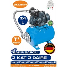 Alman Bakır Sargılı DKM60-1 0.37 Kw 0.5 Hp 24L Yatay Genleşme Tank -- Otomatik Hidrofor Bina Bahçe Su Pompası – 2 Kat 4 Daire - Dublex- Su Basıncında Profesyonel Çözüm
