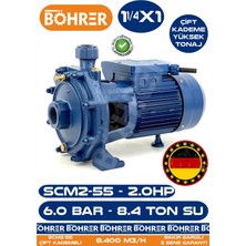 Alman Scm2-55 Çift Kademeli 2.0 Hp 6 Bar 8.4 Ton Su - Kademeli Su Pompası - Bakır Sargılı - Su Motoru Profesyonel Çözüm