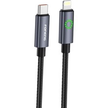 XS08 27W LED Işıklı Pd Type-C To Lightning Şarj Data Kablosu Ip Örgülü 1,2