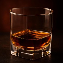 300 cc Sterlin Dört Köşeli Viski Bardağı Cam Kesme Kalın Tabanlı 1 Adet
