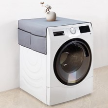 Design Çamaşır Makinesi Koruyucu Örtü 4 Cepli Banyo Düzenleyici Organizer Su Geçirmez Örtü (Gri)