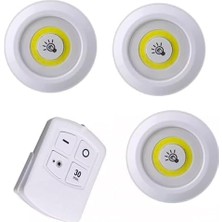 3'lü Set, Pille Çalışır, Uzaktan Kumandalı, Ayarlanabilir Parlaklık Ayarı, Otomatik Kapanma, Kablosuz Montaj, Yapışkan Bant Ile, LED Işık, Pille Çalışır