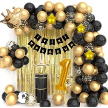 Yıldızlı 25 cm Kral Taçlı 76 cm 1 Yaş Balon Zinciri Doğum Günü Seti Iyi Ki Doğdun -2-En Yeni Haliyle BMCNM651