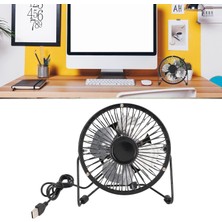 Masa Üstü Metal USB Mini Fan - Sessiz Soğutucu Vantilatör - 13.5 cm Çaplı 4 Alüminyum Kanatlı - Ayarlanabilir Açılı Masa Fanı - 5V 2.5W Güç - USB Girişli Mini Klima Fan - Ofis, Ev, Laptop