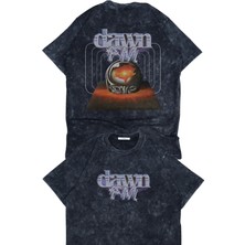 Unisex Dawn Fm Sırt Baskılı Yıkamalı T-Shirt, Oversize The Weeknd Temalı Retro Tişört