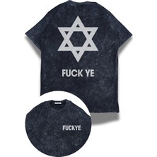 Unisex Fuckye Sırt Baskılı Yıkamalı T-Shirt, Oversize Kanye West Temalı Retro Tişört