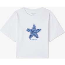 Nautica Kız Çocuk Beyaz Regular Fit Baskılı T-Shirt