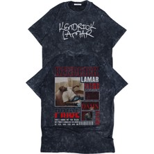 Unisex Pride Kendrick Lamar Sırt Baskılı Yıkamalı T-Shirt, Oversize Rapper Temalı Retro Tişört