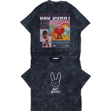 Unisex Un Verano Sin Ti Sırt Baskılı Yıkamalı T-Shirt, Oversize Bad Bunny Rap Temalı Vintage Tişört
