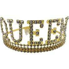Dodomar Taç Metal Taşlı Queen Lüks Gold-altın üstten geçme