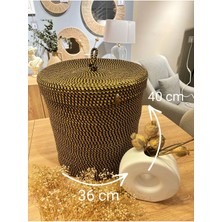 Sepet,kapaklı Saksılık, Kapaklı Organizer 36X40 - Büyük Boy Sarısiyah