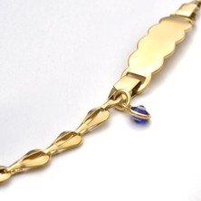 14 Ayar Altın Kaplama  Bebek ve Çocuk Göz Boncuk Nazarlı  Isim Gümüş Bilellik Künye - BPC00104