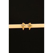  Damla Model Yaldızlı Taşsız Altın Küpe CGKKP0230