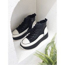 26K335 Hakiki Deri Kalın Taban Fermuarlı Boğazlı Spor Bot