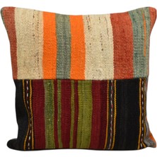 Yeni El Dokuma Patchwork Kırkyama Dekoratif Kilim Kırlent Yastık Kılıfı 6093