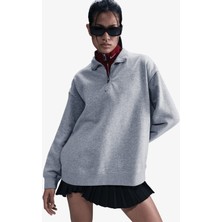 Nike Sportswear Fleece 1/4 Zipped Oversized Sweatshirt Kadın Oversize 1/4 Fermuarlı Sweatshirt Gri