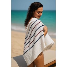 Peştemal Plaj Havlusu %100 Pamuklu 70X150 cm  Beyaz Waves